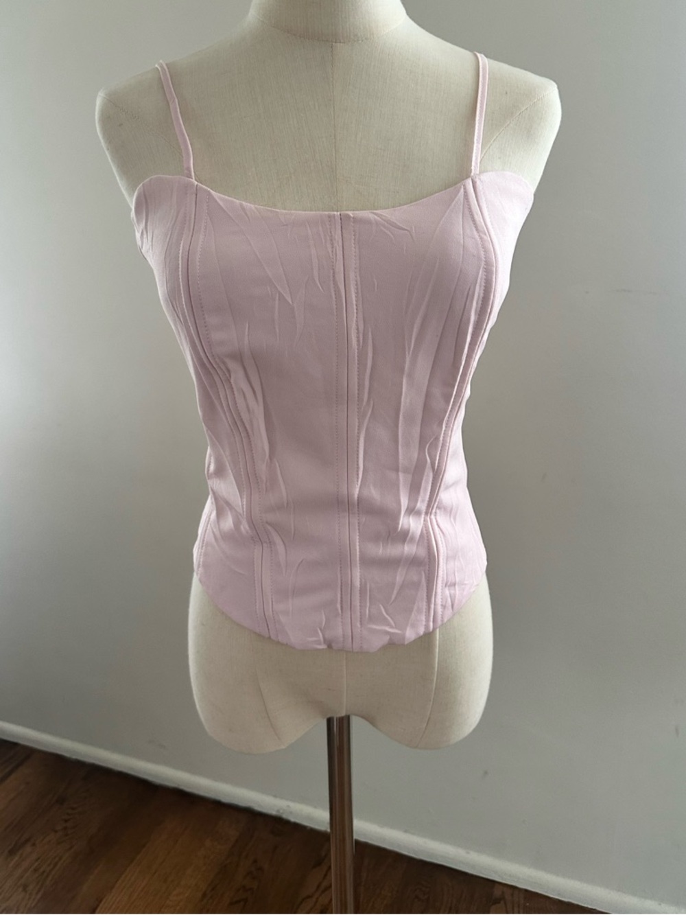 Y2K Pink Corset Cami Top Lace Up Back Euro Vintage Coquette Bustier Top
